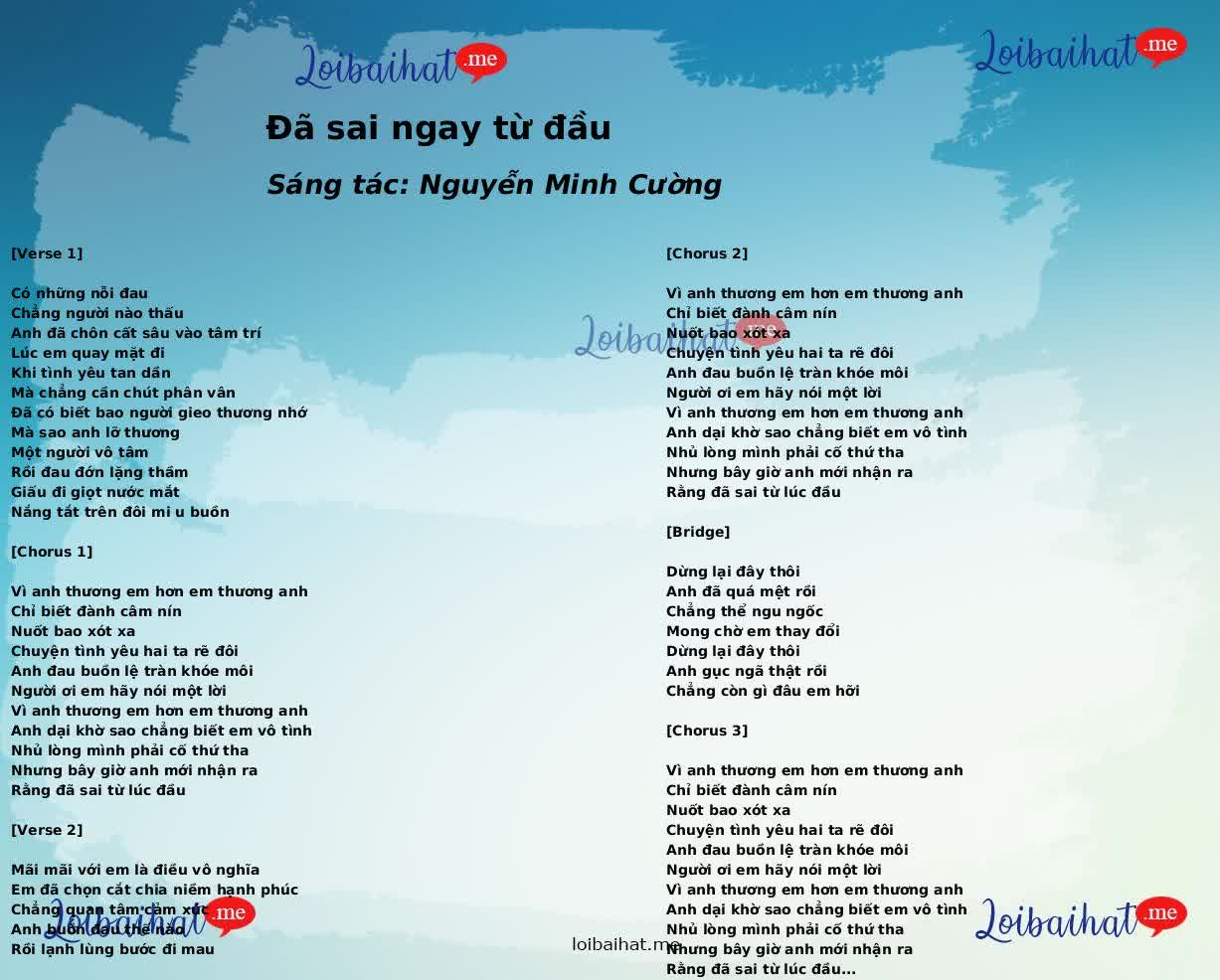 Đã sai ngay từ đầu