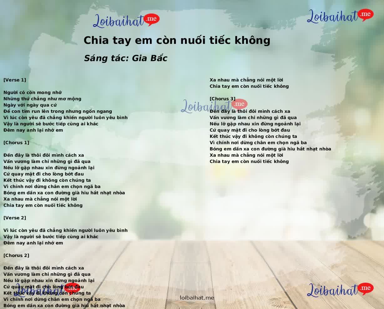Chia tay em còn nuối tiếc không