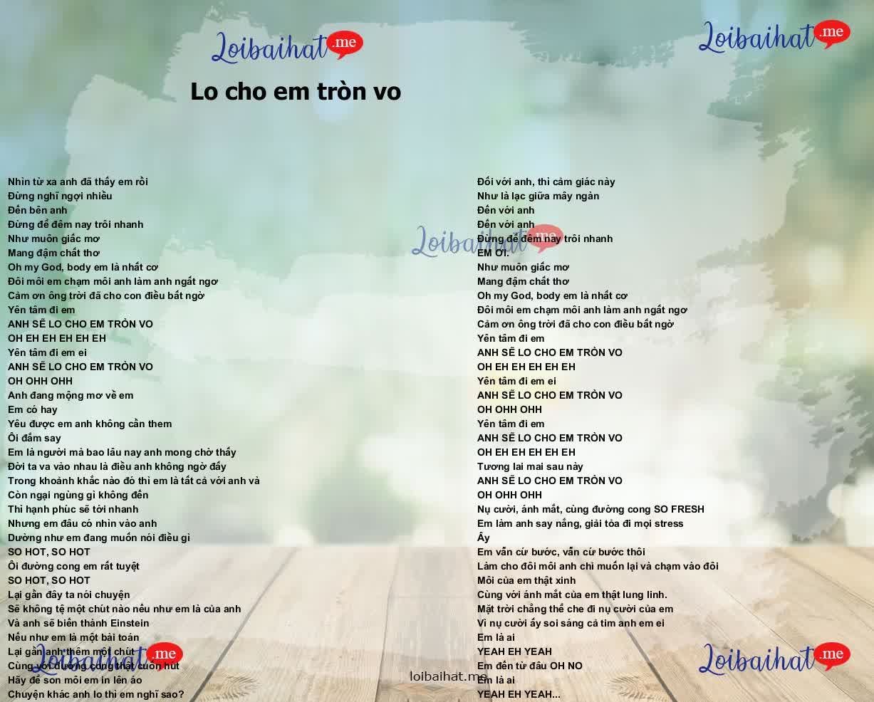 Lo cho em tròn vo
