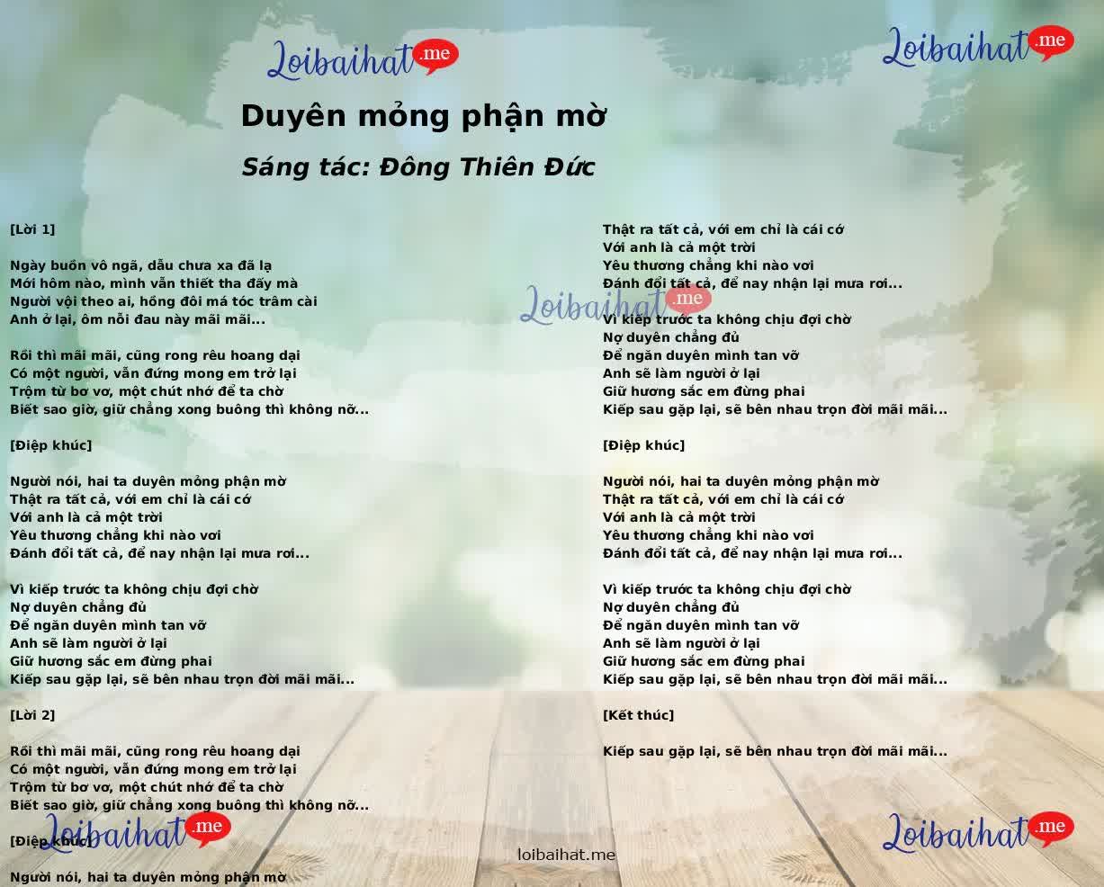 Duyên mỏng phận mờ