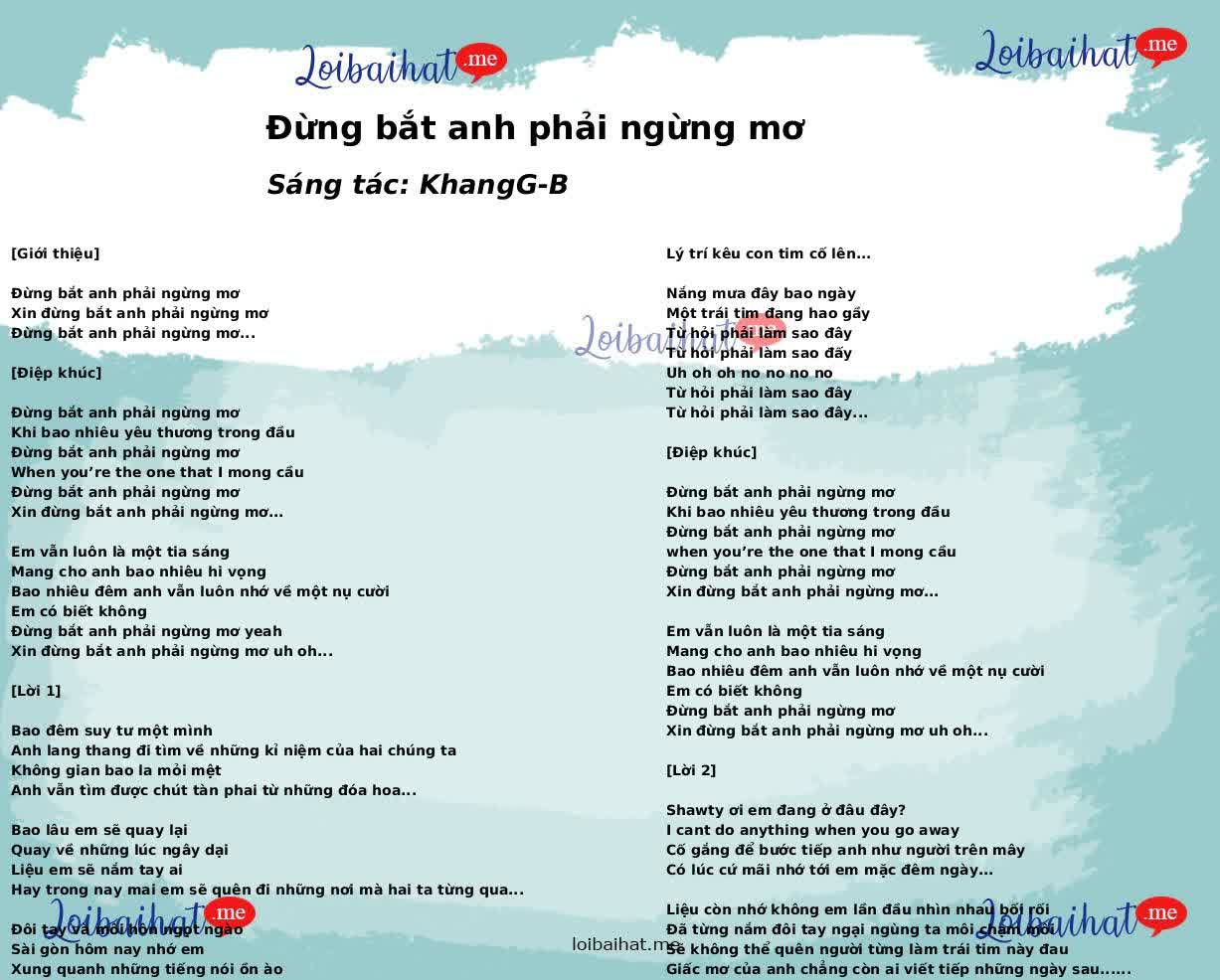 Đừng bắt anh phải ngừng mơ