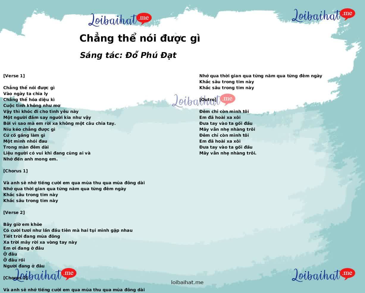 Chẳng thể nói được gì