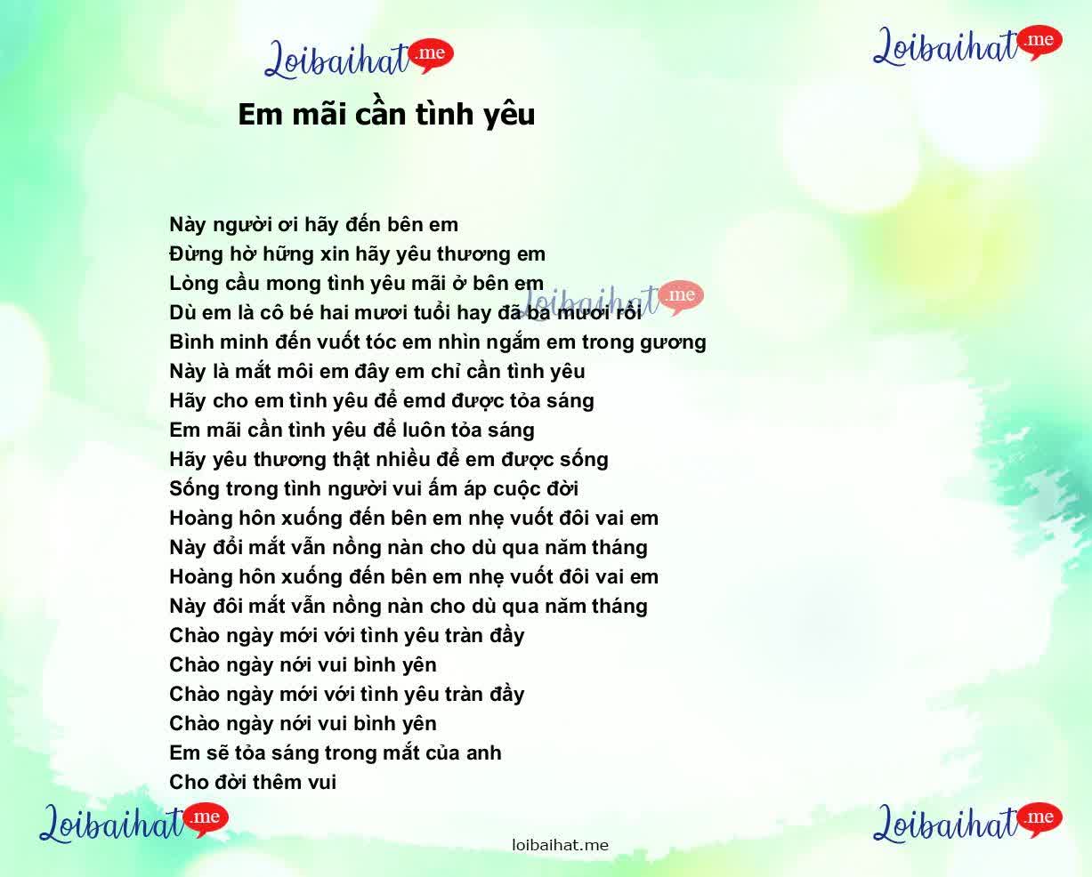 Em mãi cần tình yêu