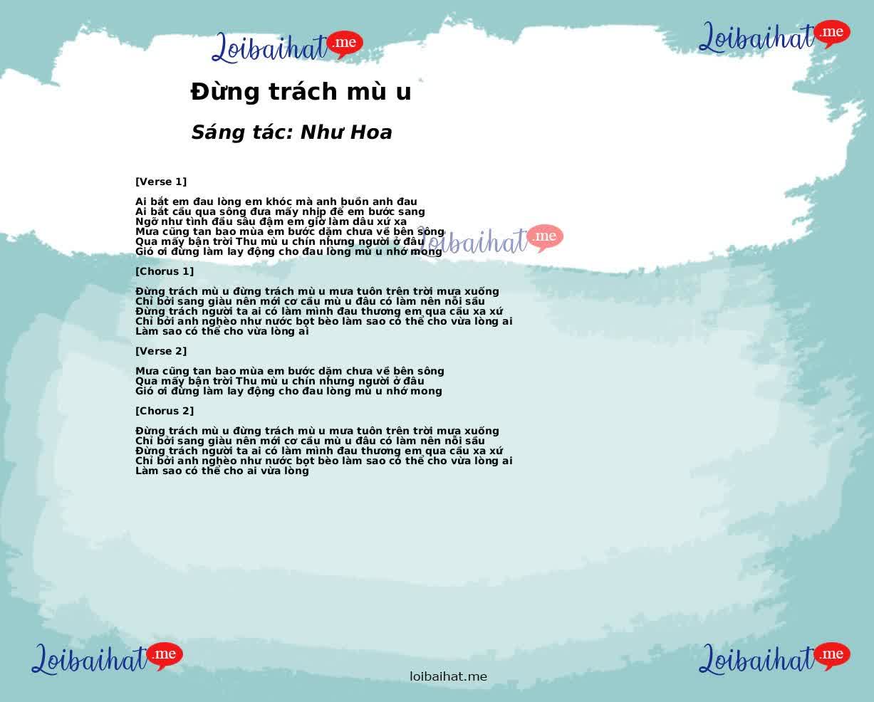 Đừng trách mù u