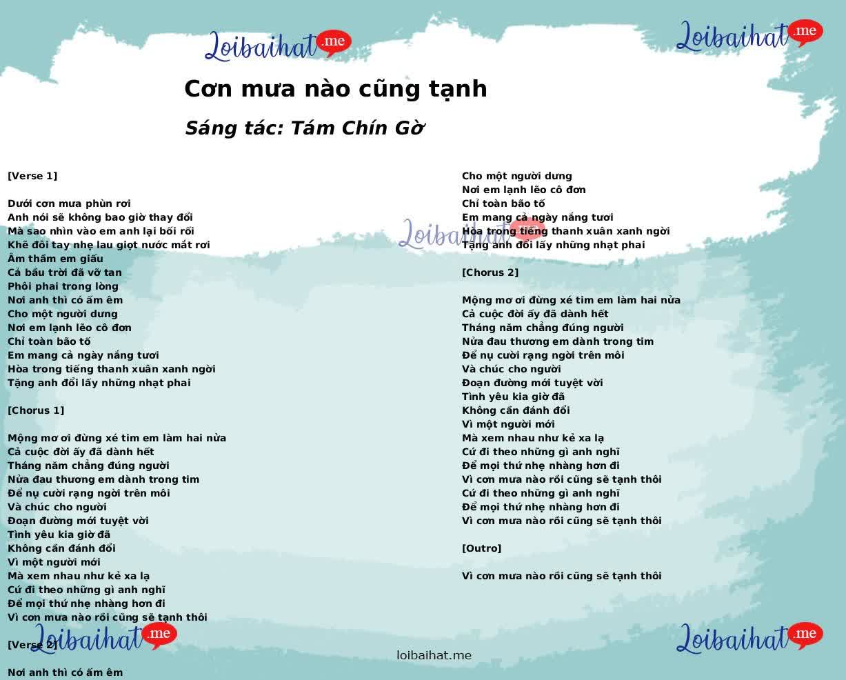 Cơn mưa nào cũng tạnh