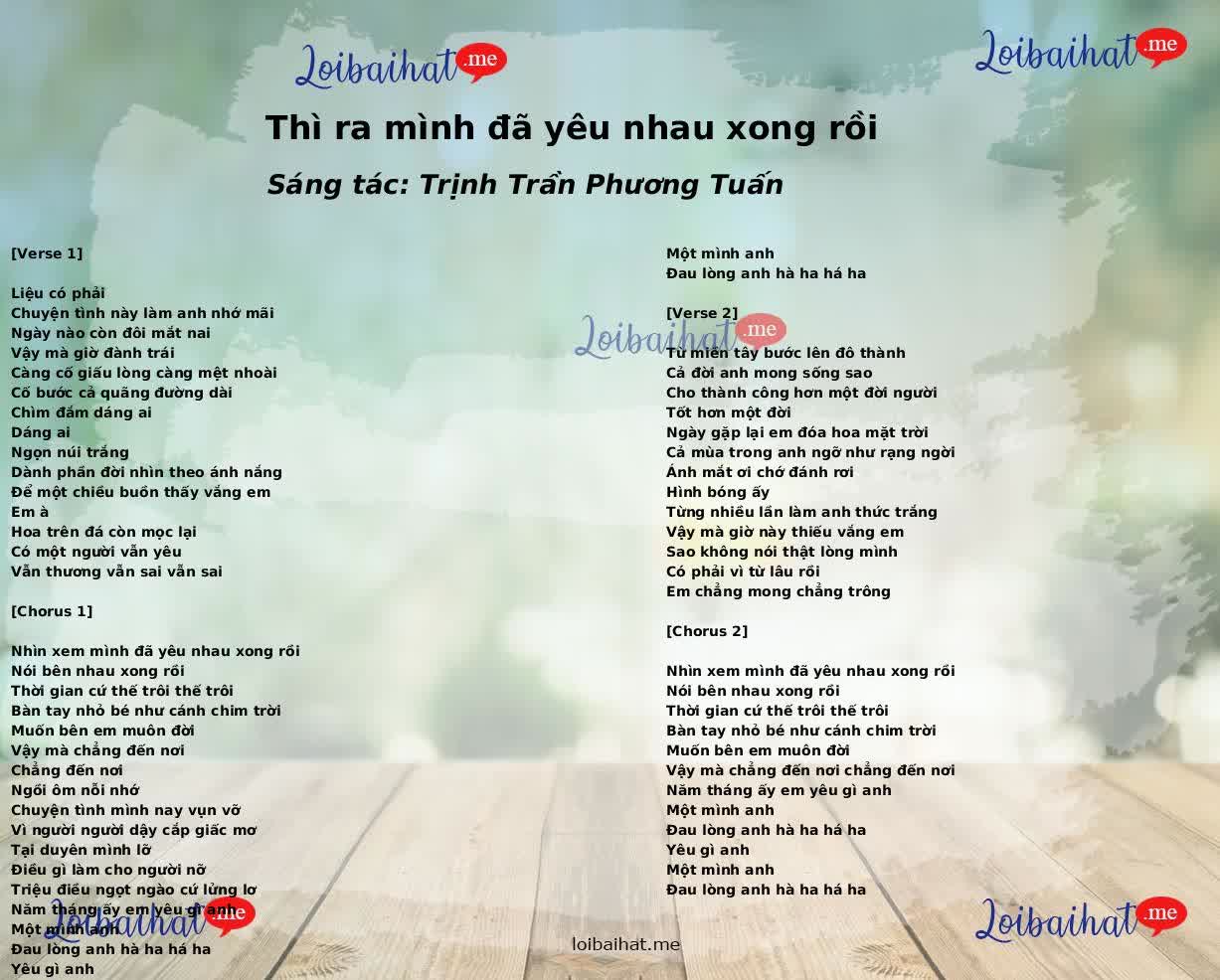 Thì ra mình đã yêu nhau xong rồi