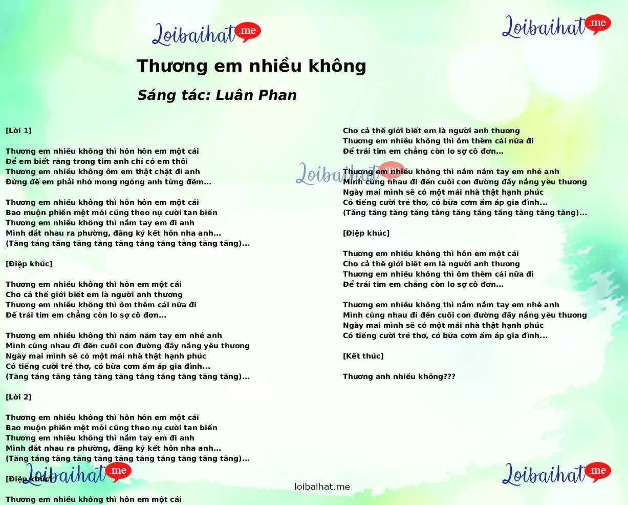 Thương em nhiều không