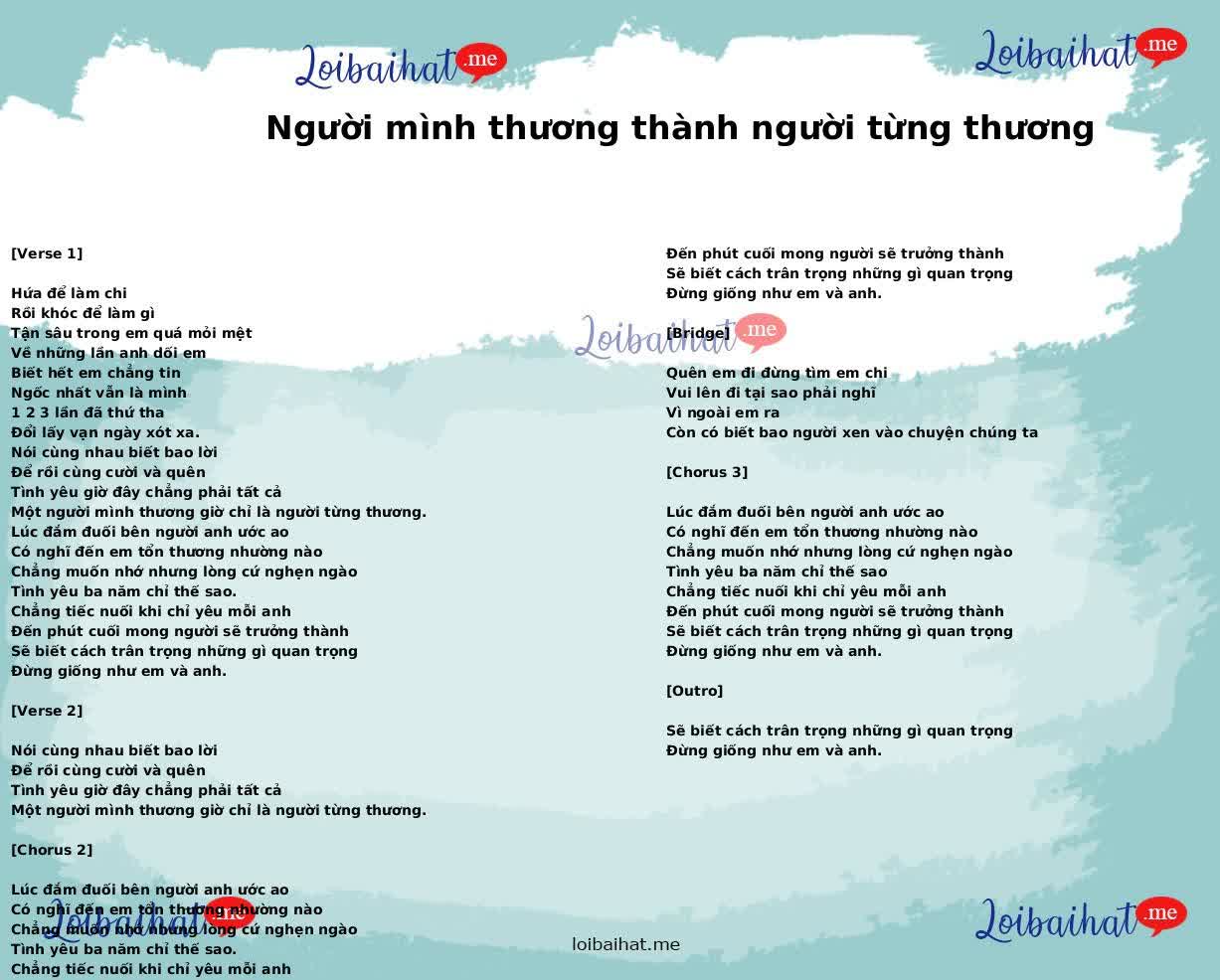 Người mình thương thành người từng thương