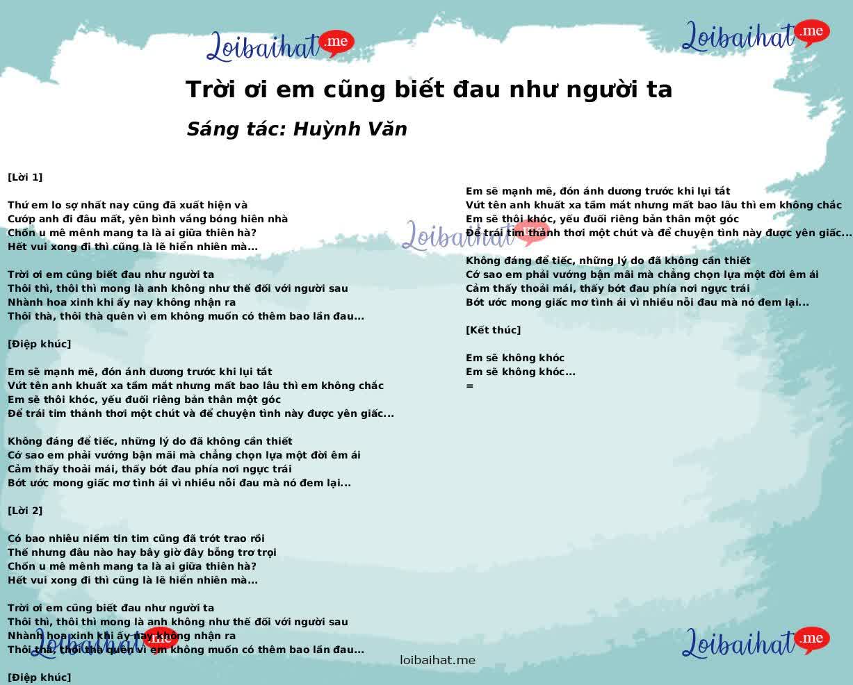 Trời ơi em cũng biết đau như người ta