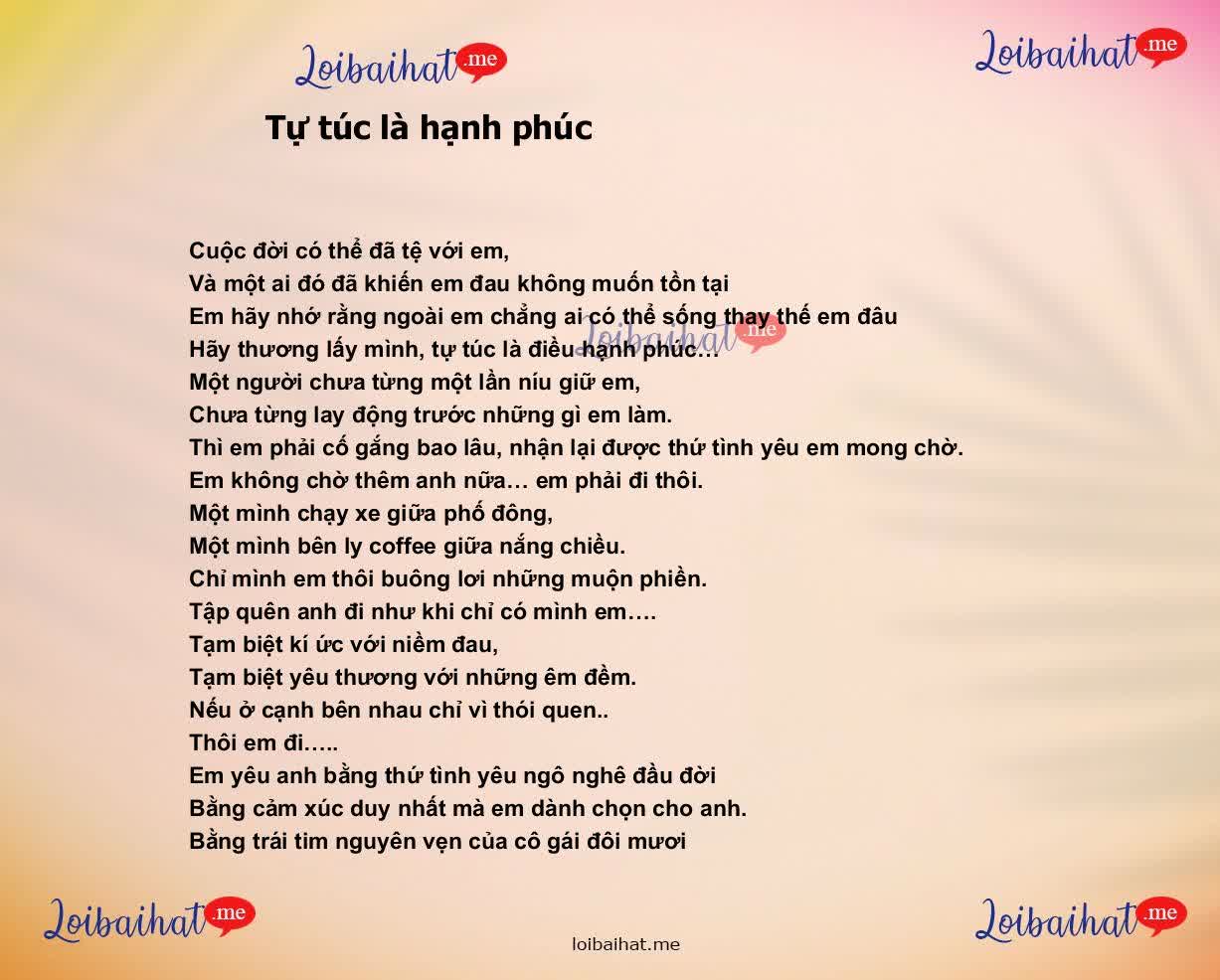 Tự túc là hạnh phúc