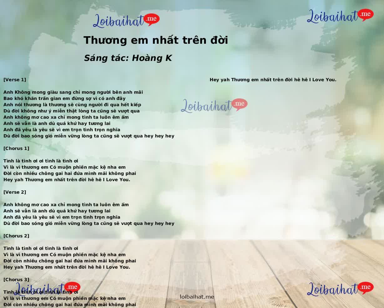 Thương em nhất trên đời
