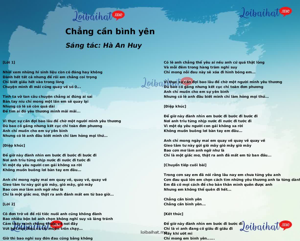 Chẳng cần bình yên