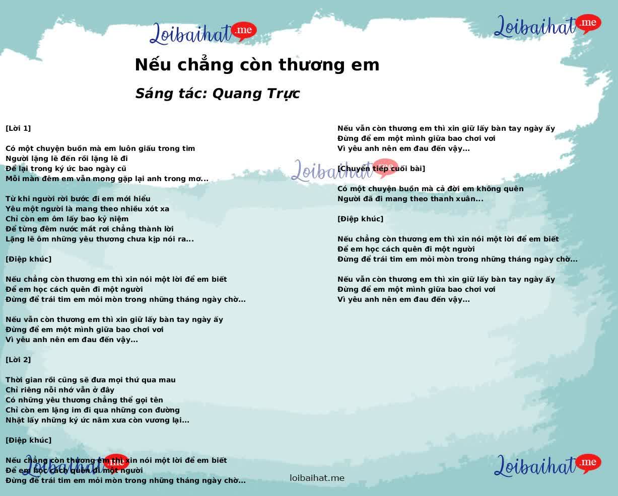 Nếu chẳng còn thương em