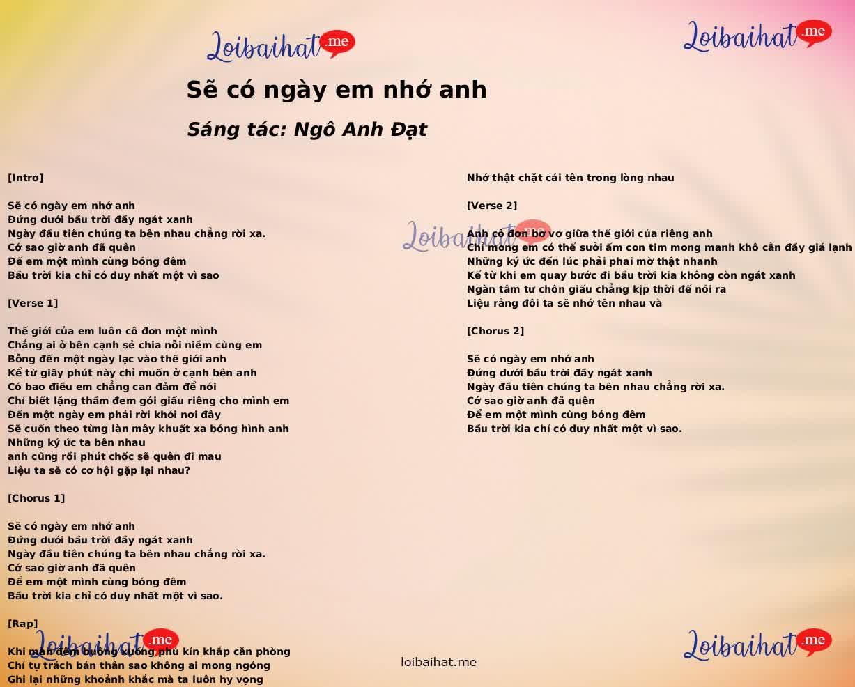 Sẽ có ngày em nhớ anh