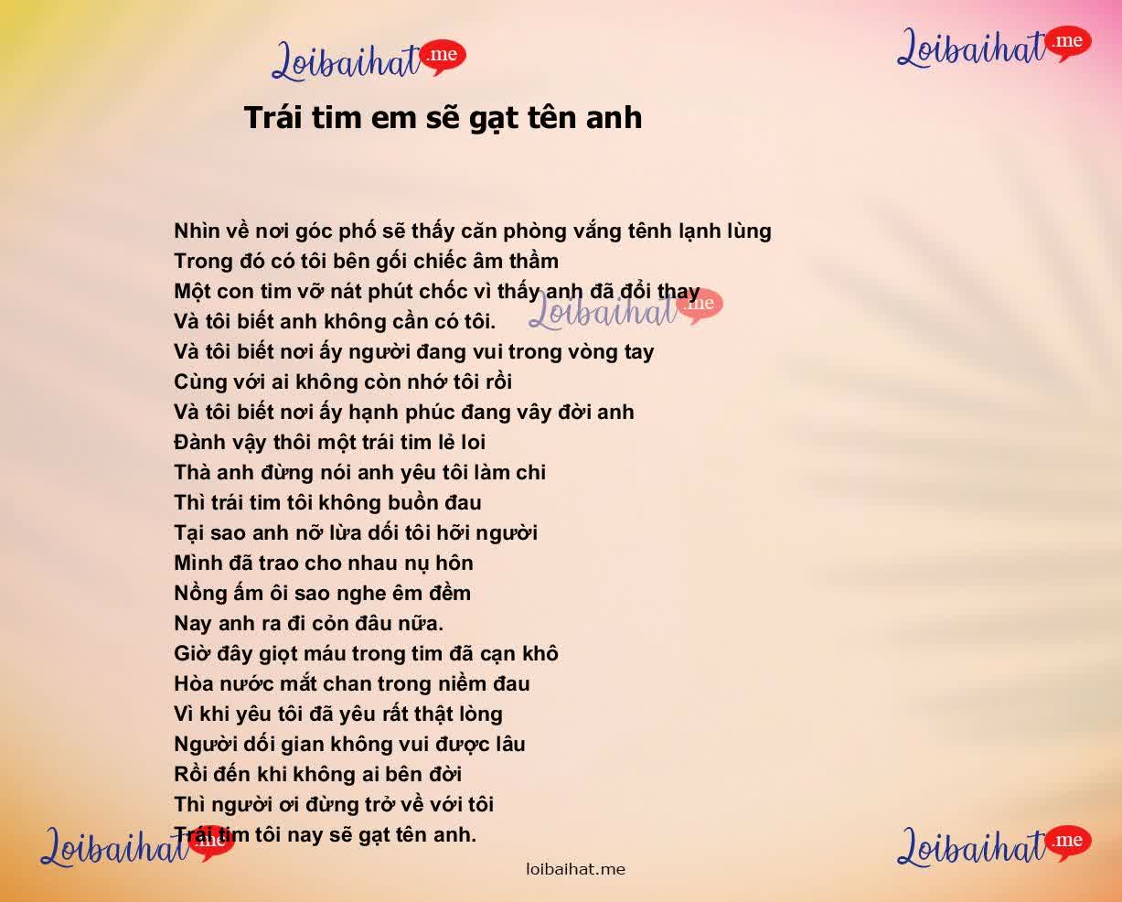Trái tim em sẽ gạt tên anh