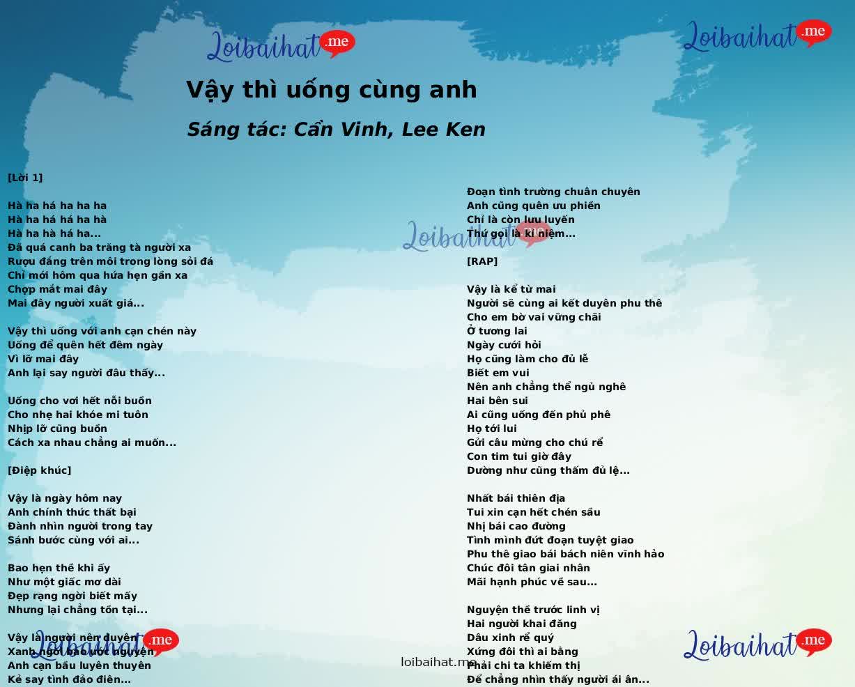 Vậy thì uống cùng anh