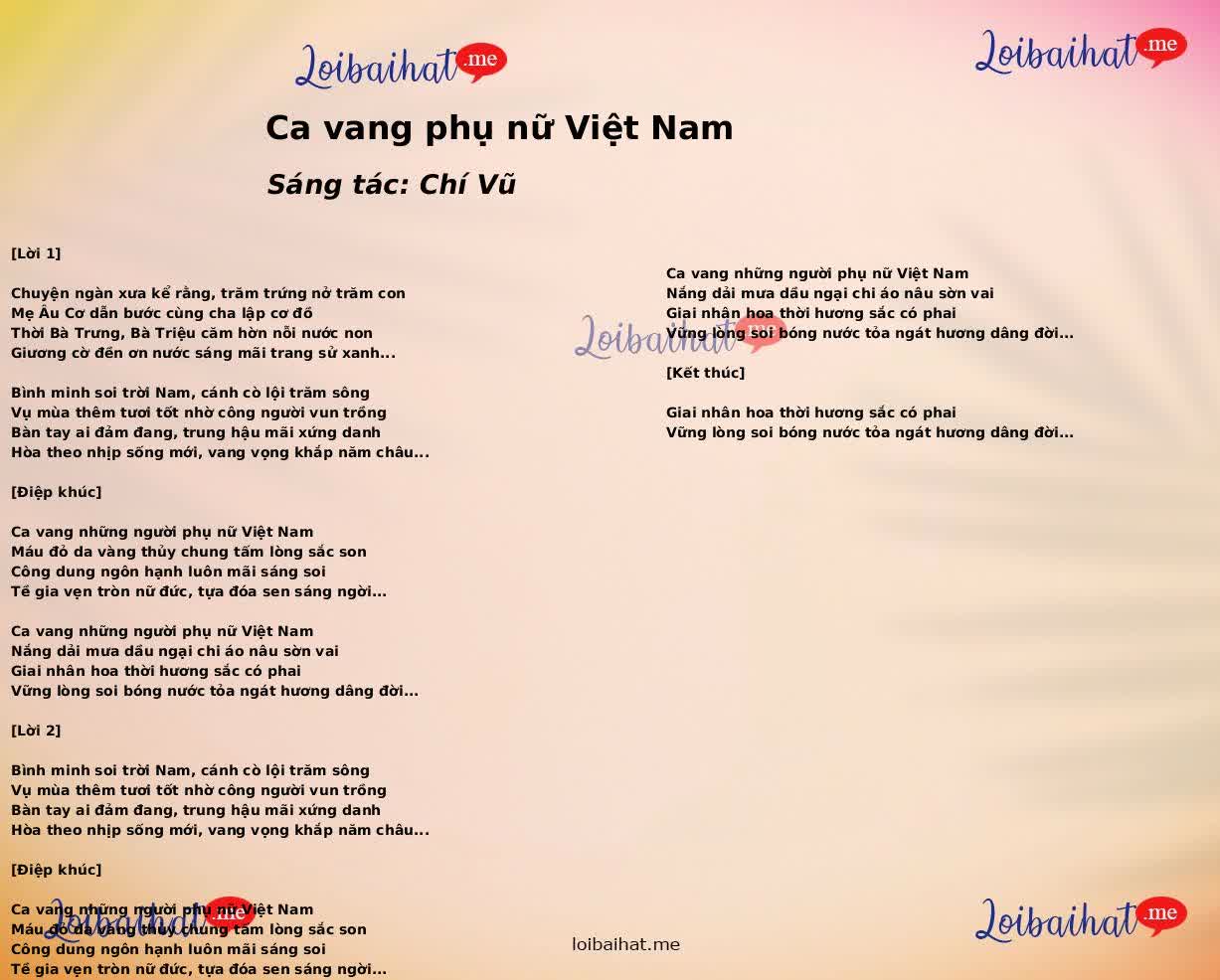 Ca vang phụ nữ Việt Nam