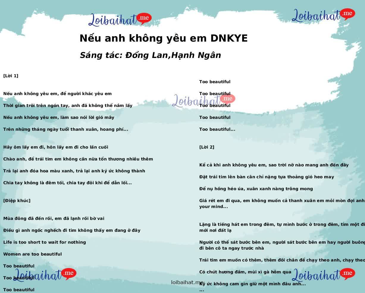 Nếu anh không yêu em DNKYE