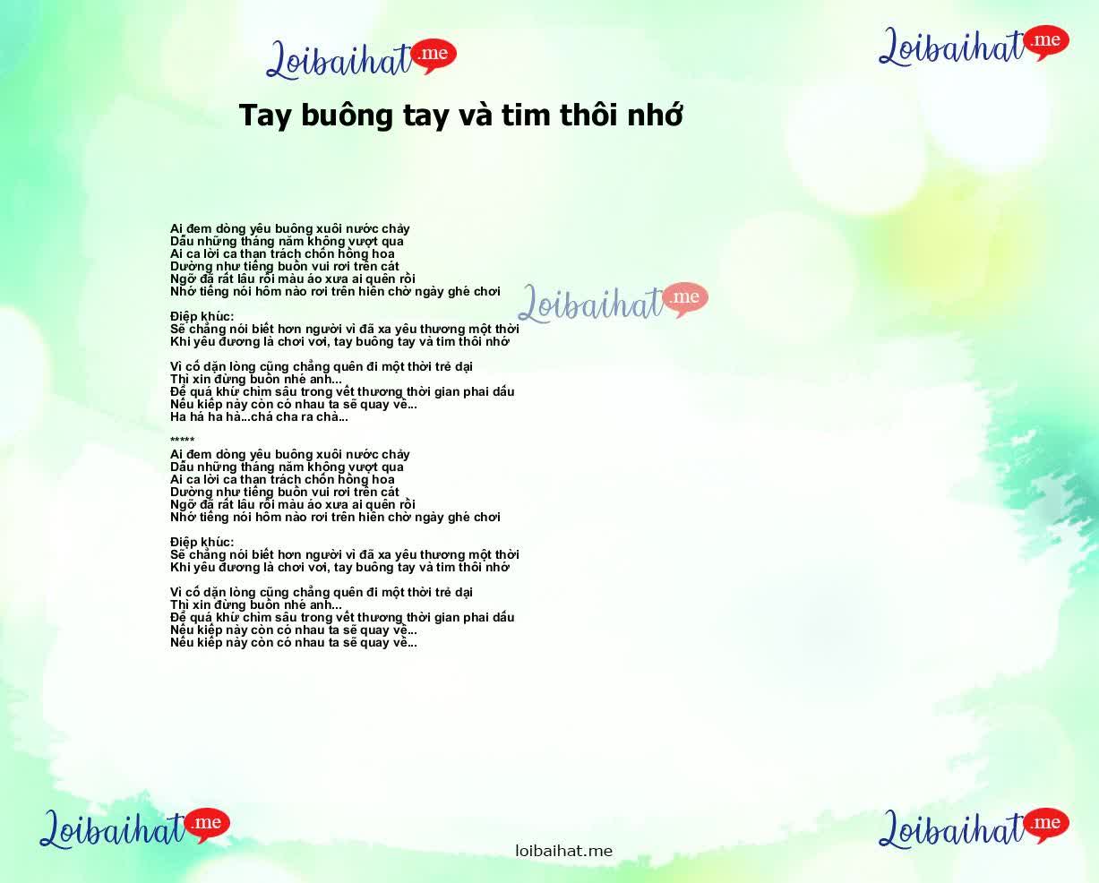 Tay buông tay và tim thôi nhớ