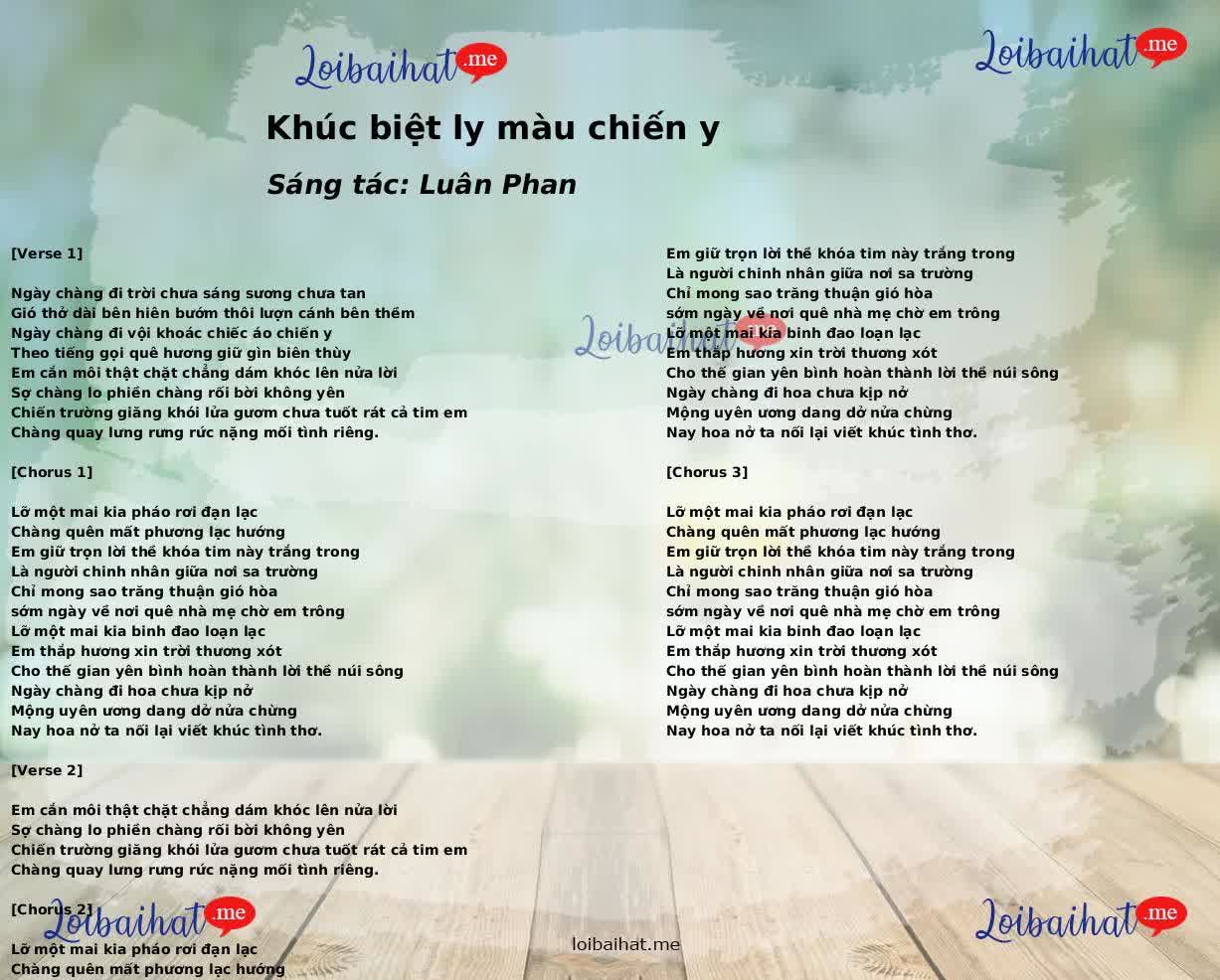 Khúc biệt ly màu chiến y