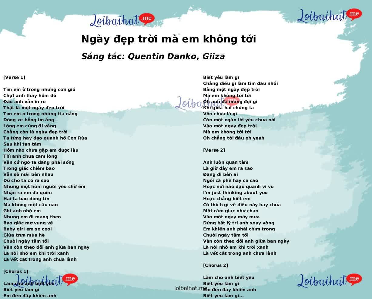 Ngày đẹp trời mà em không tới