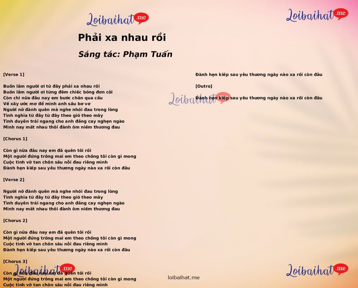 Phải xa nhau rồi