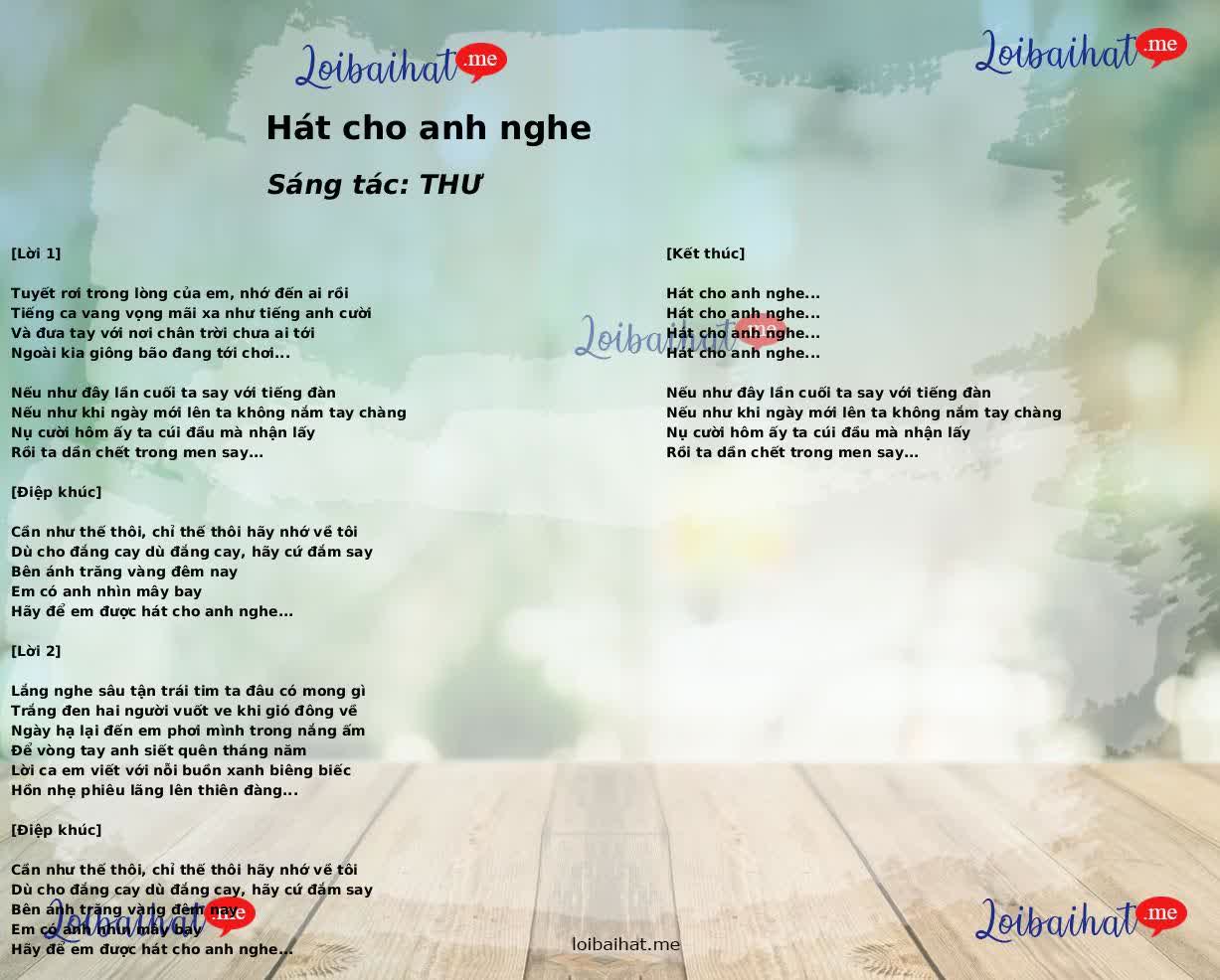 Hát cho anh nghe