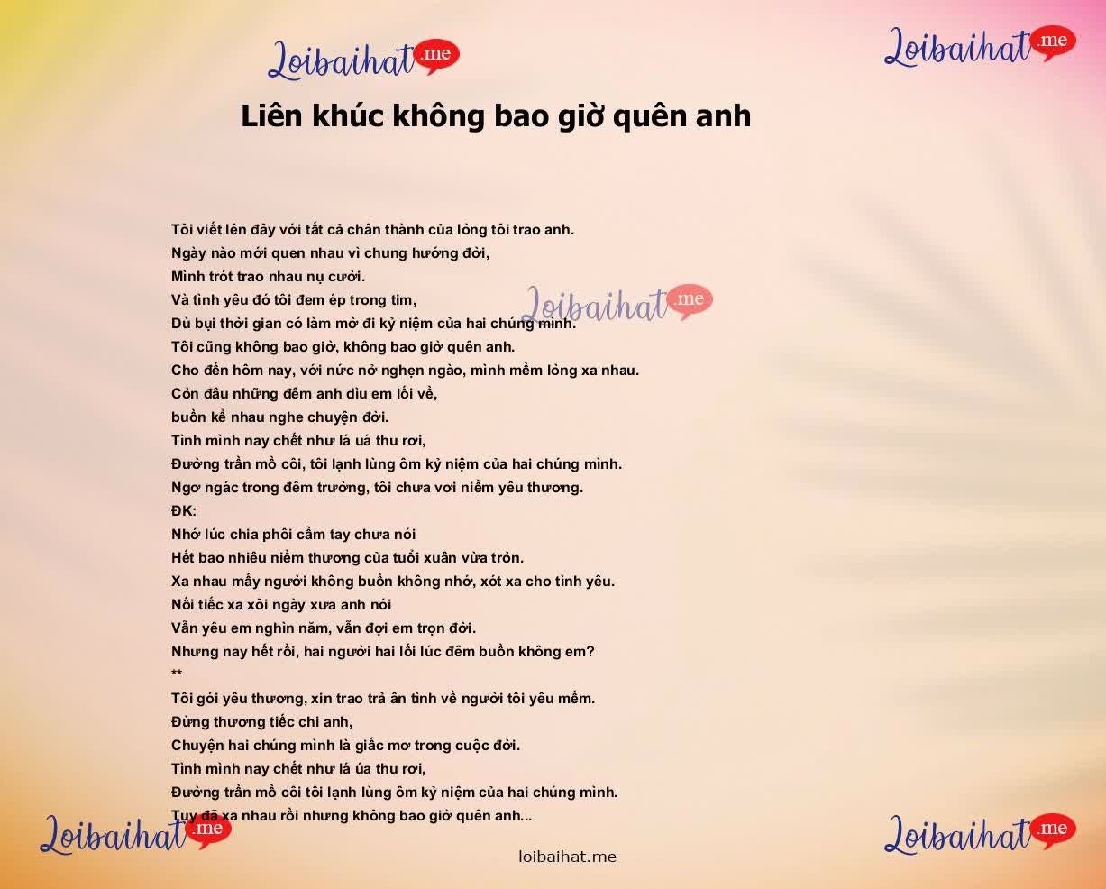 Liên khúc không bao giờ quên anh
