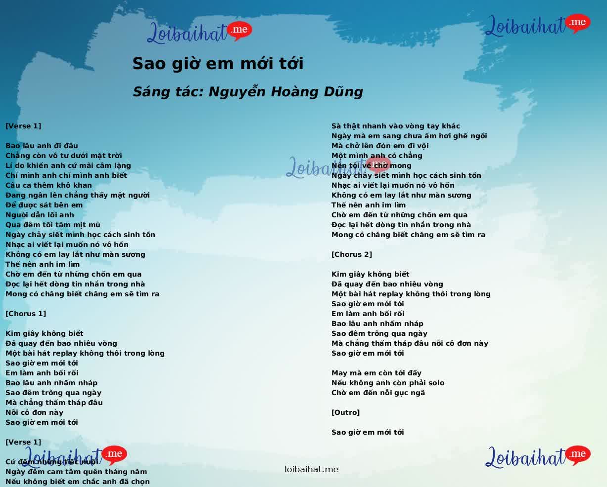 Sao giờ em mới tới