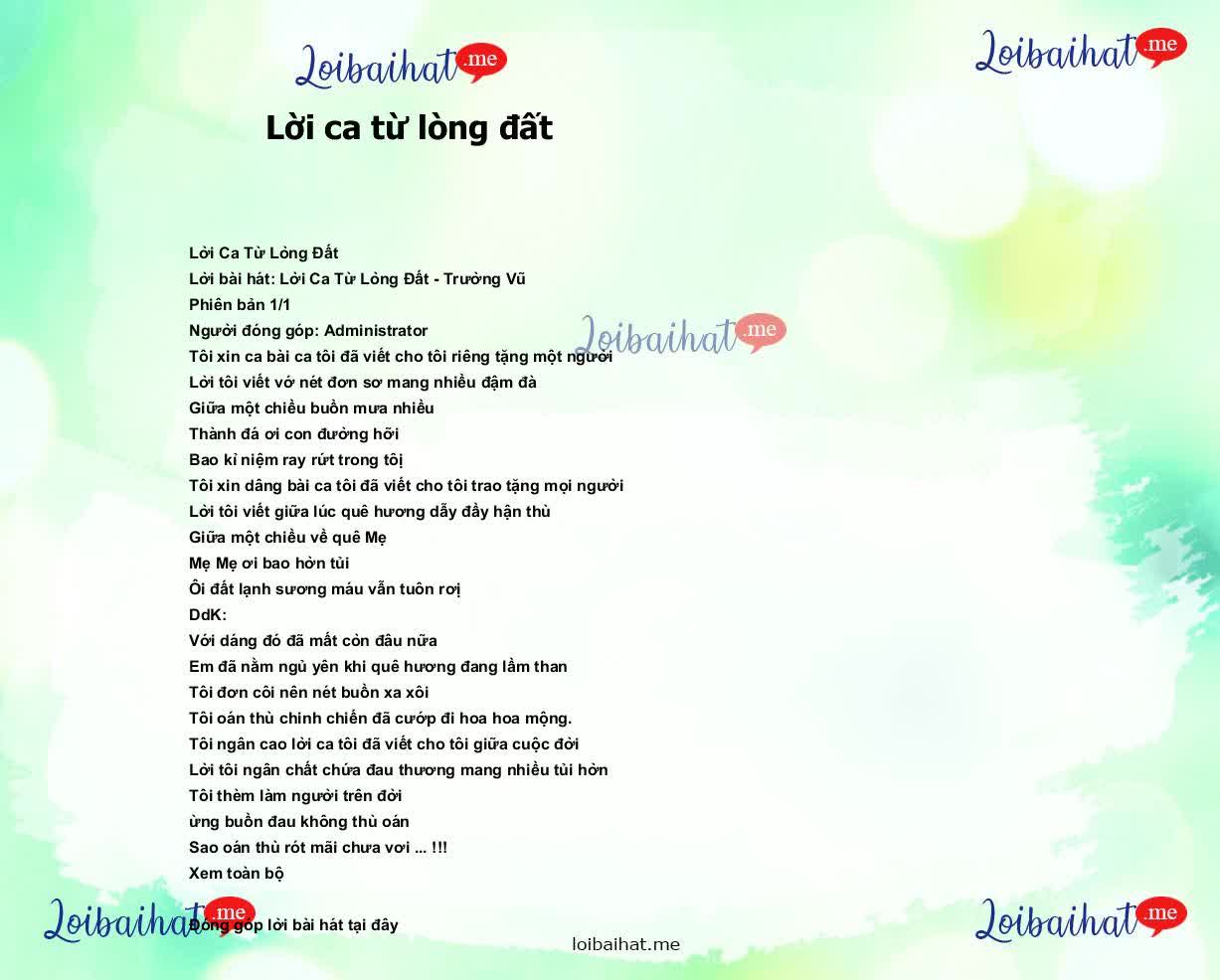 Lời ca từ lòng đất