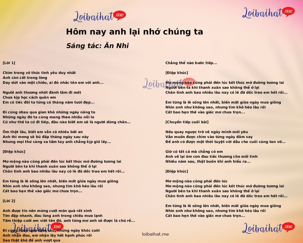Hôm nay anh lại nhớ chúng ta