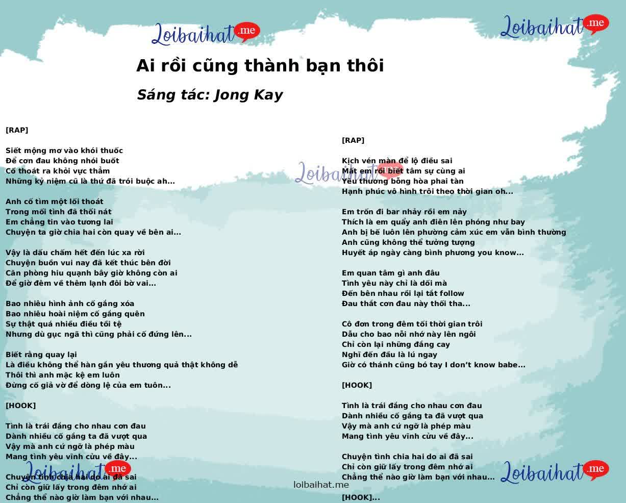 Ai rồi cũng thành bạn thôi