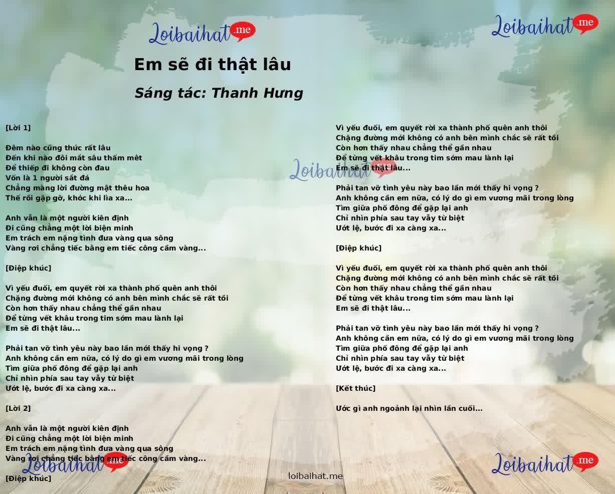 Em sẽ đi thật lâu