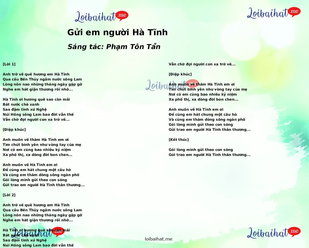 Gửi em người Hà Tĩnh