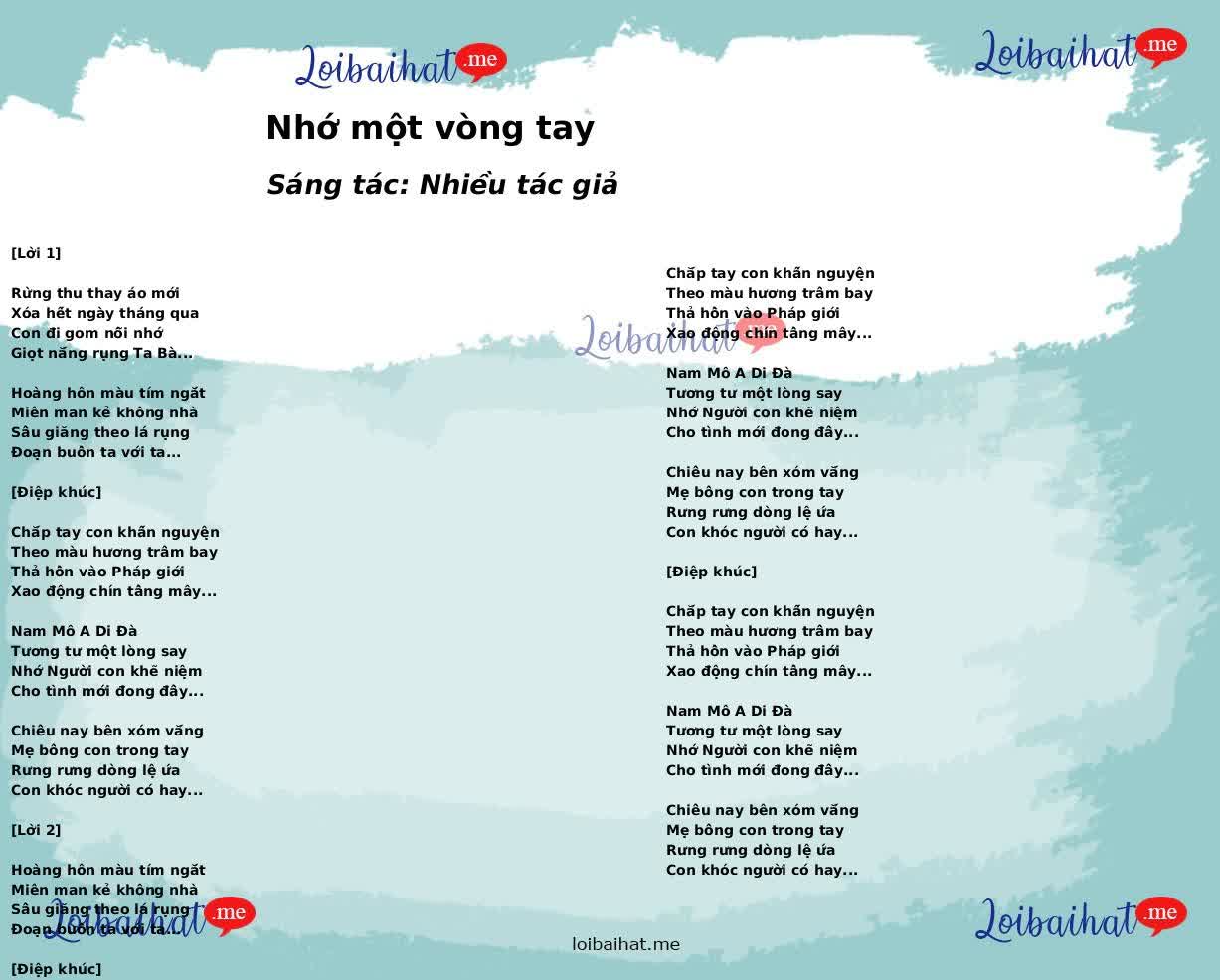 Nhớ một vòng tay