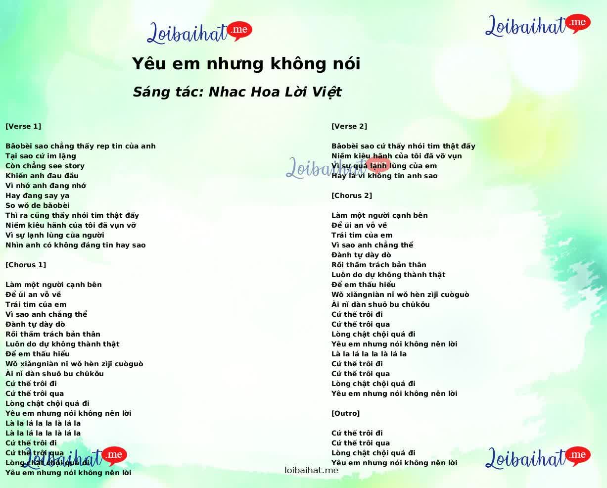 Yêu em nhưng không nói