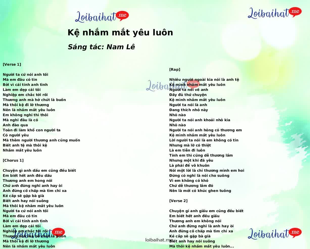 Kệ nhắm mắt yêu luôn