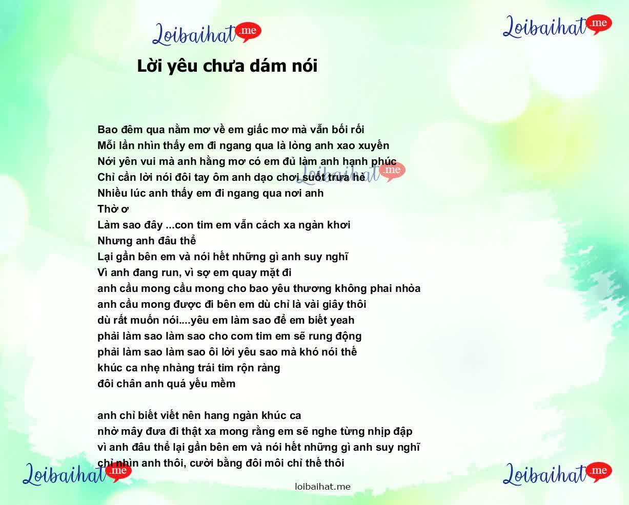Lời yêu chưa dám nói 