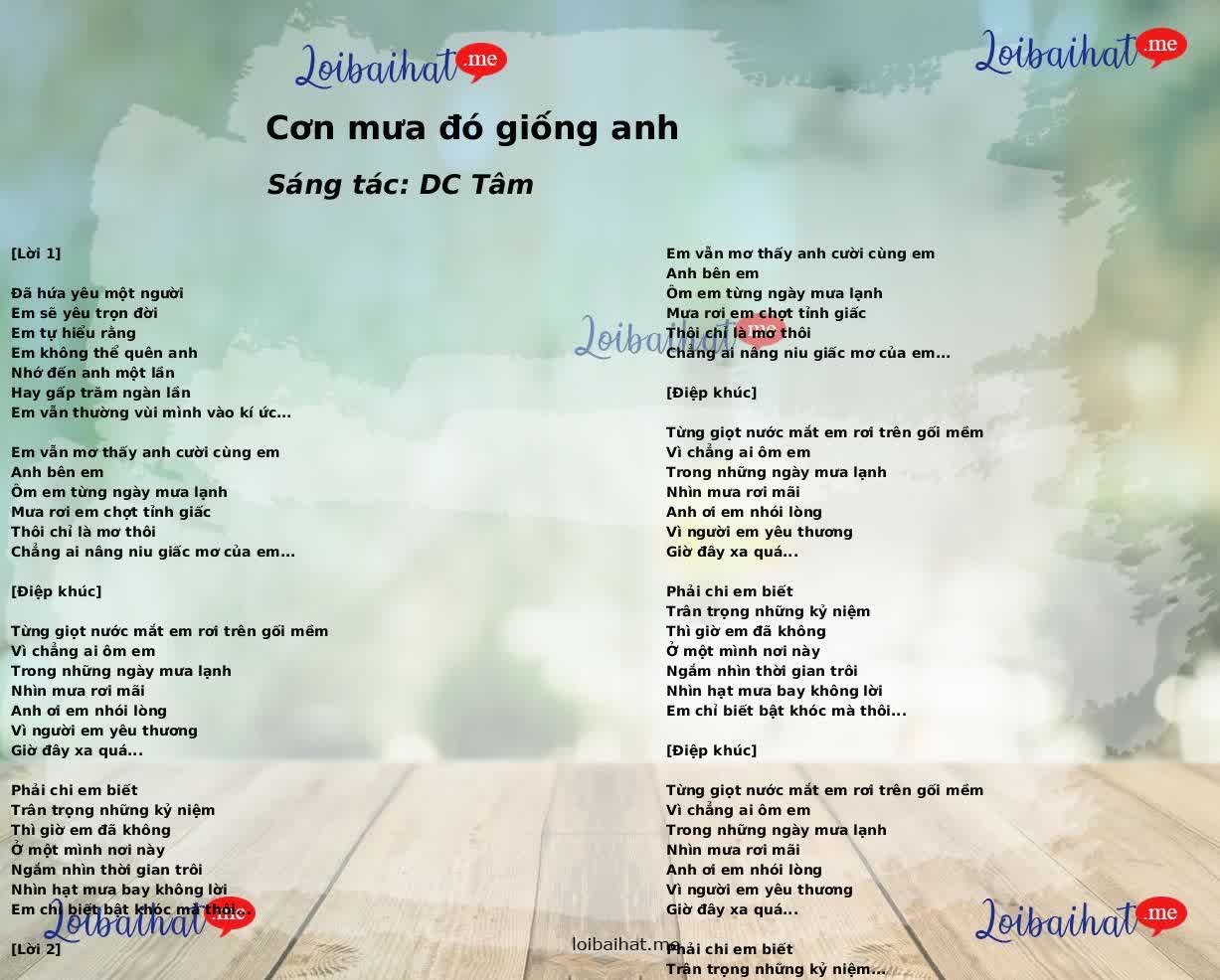 Cơn mưa đó giống anh