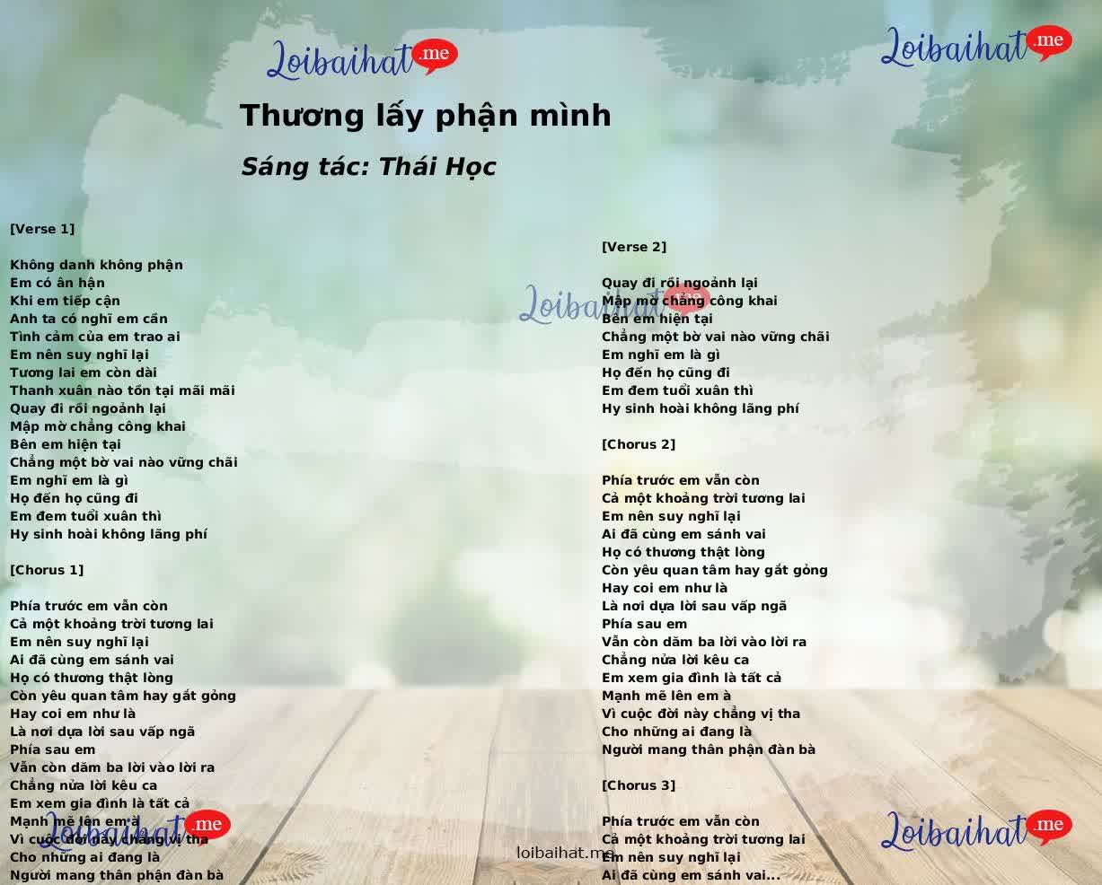 Thương lấy phận mình