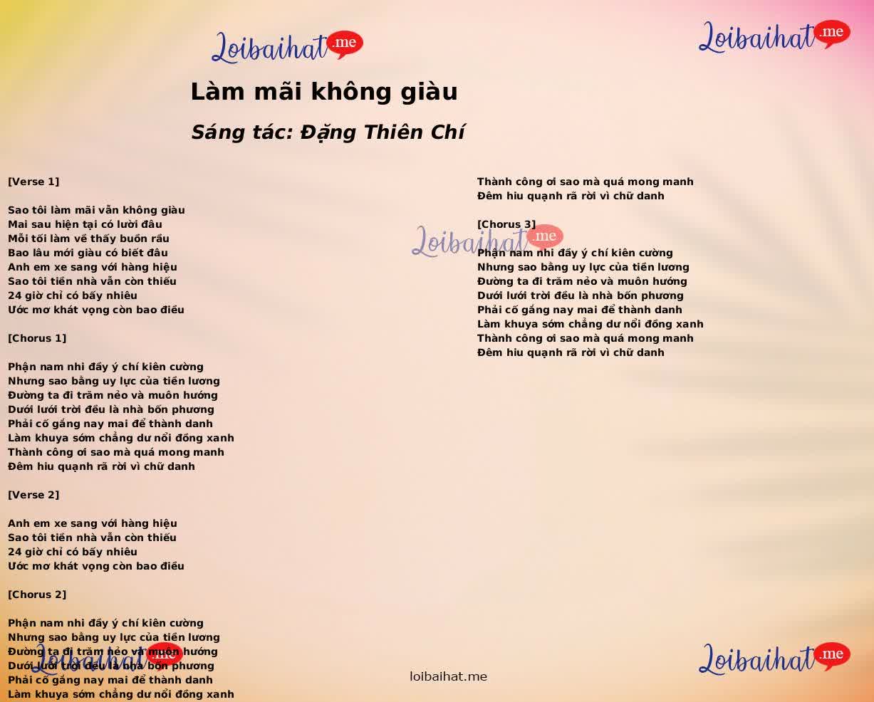 Làm mãi không giàu