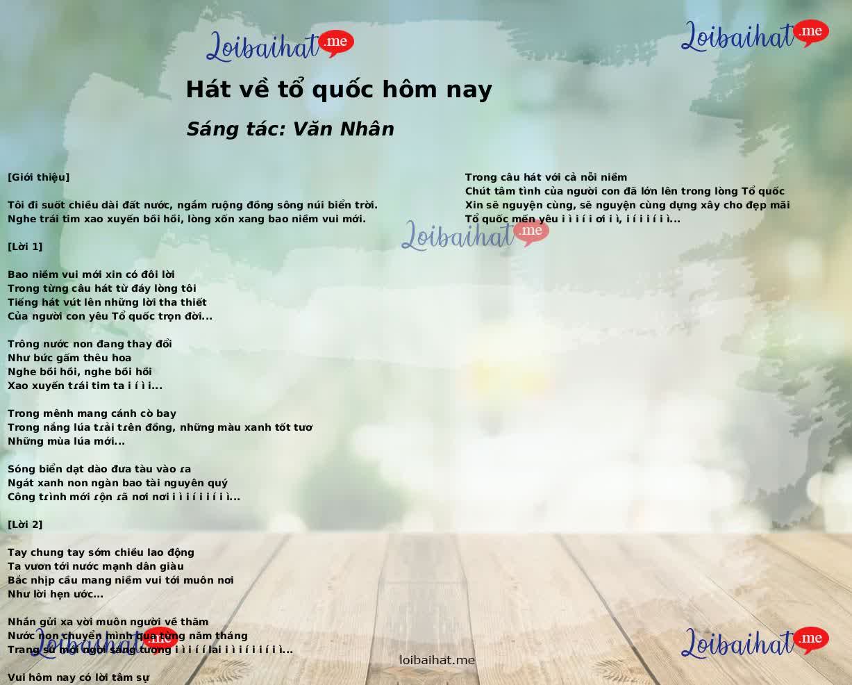 Hát về tổ quốc hôm nay