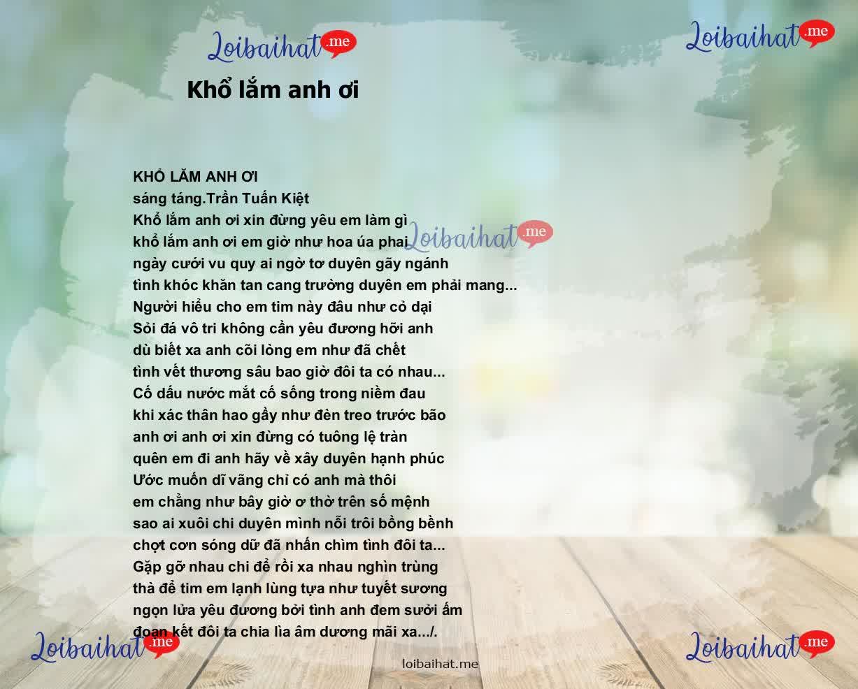 Khổ lắm anh ơi