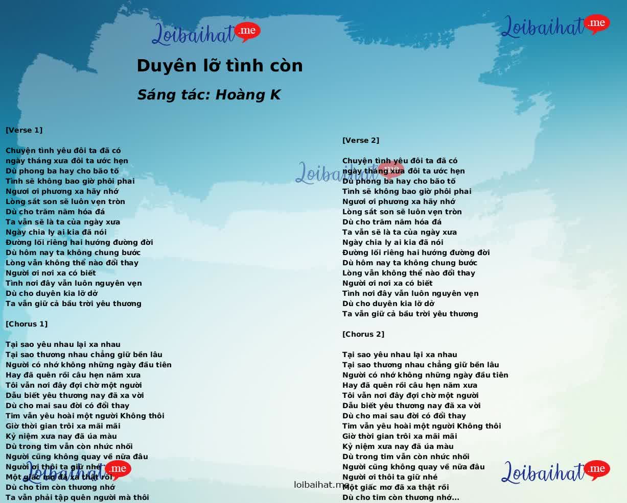 Duyên lỡ tình còn