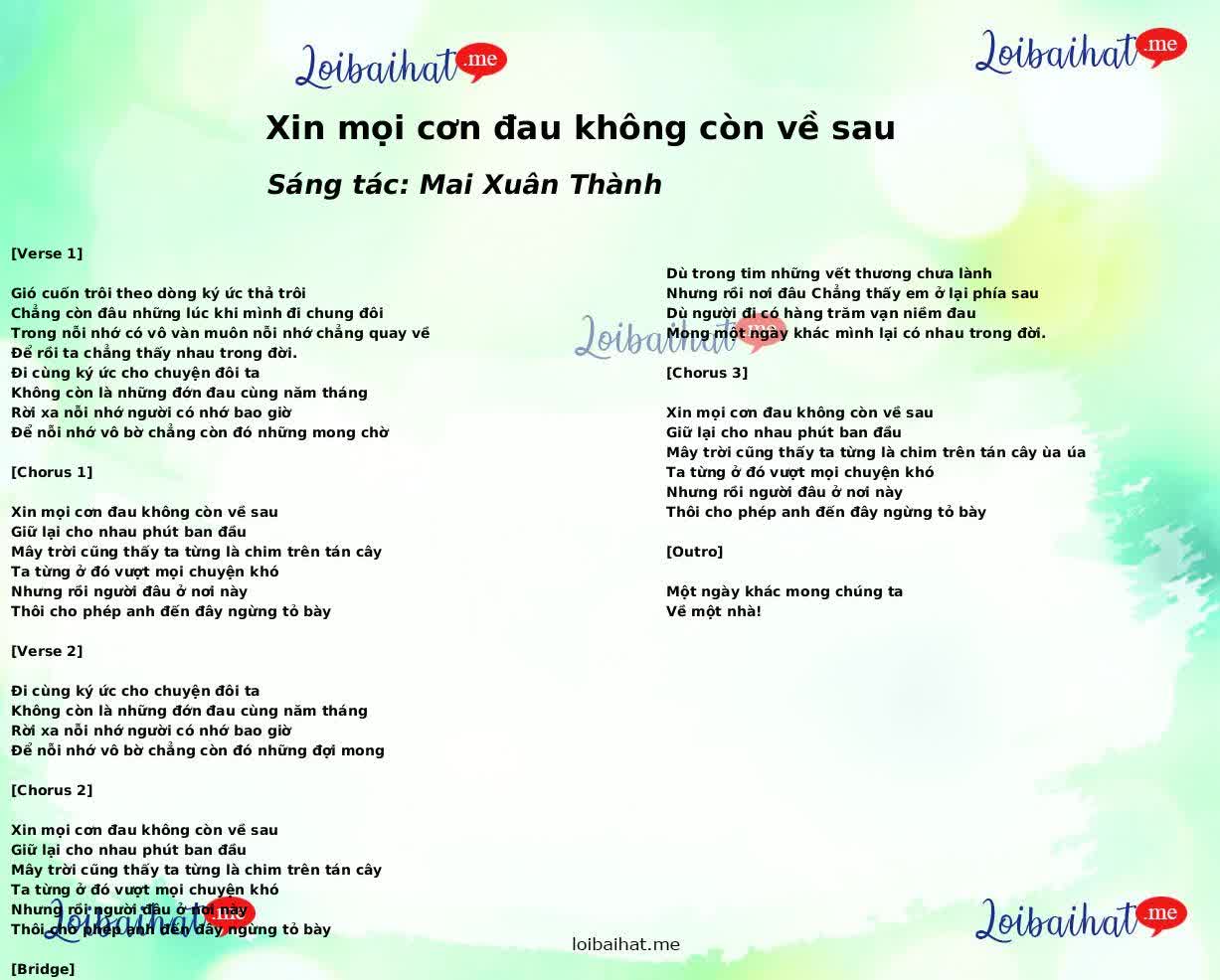 Xin mọi cơn đau không còn về sau