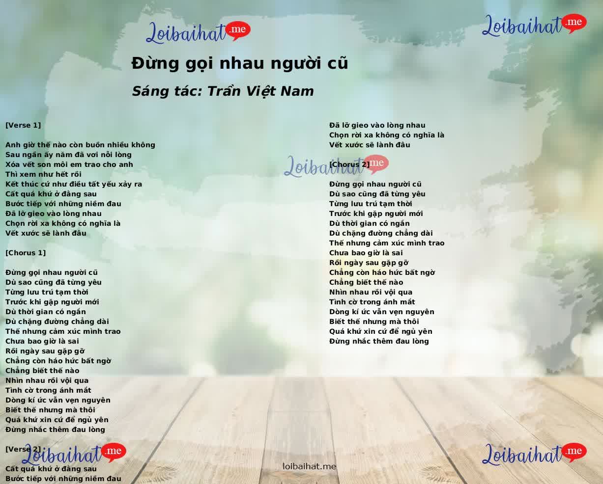 Đừng gọi nhau người cũ
