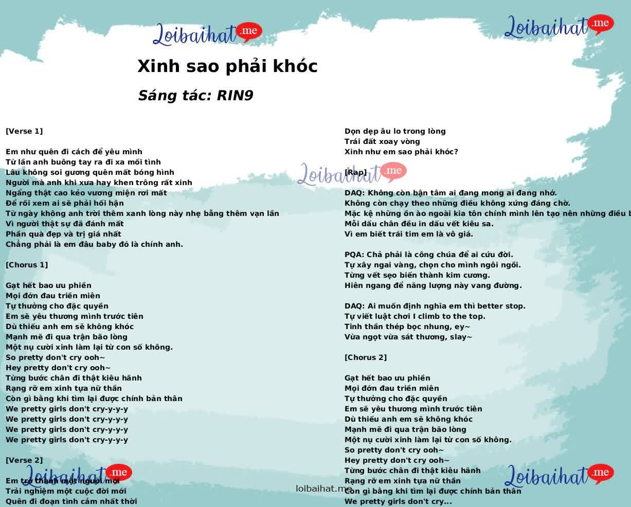 Xinh sao phải khóc