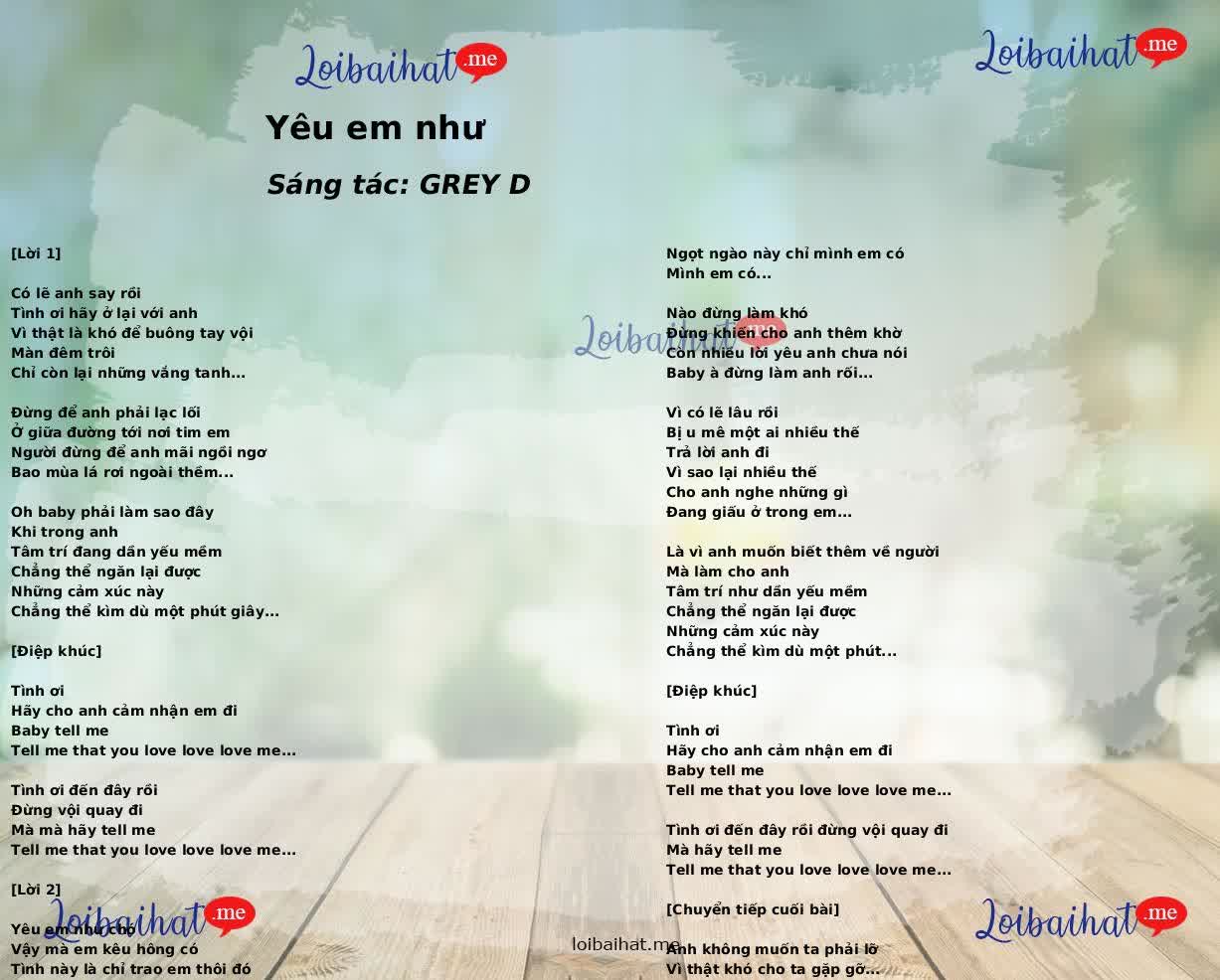 Yêu em như