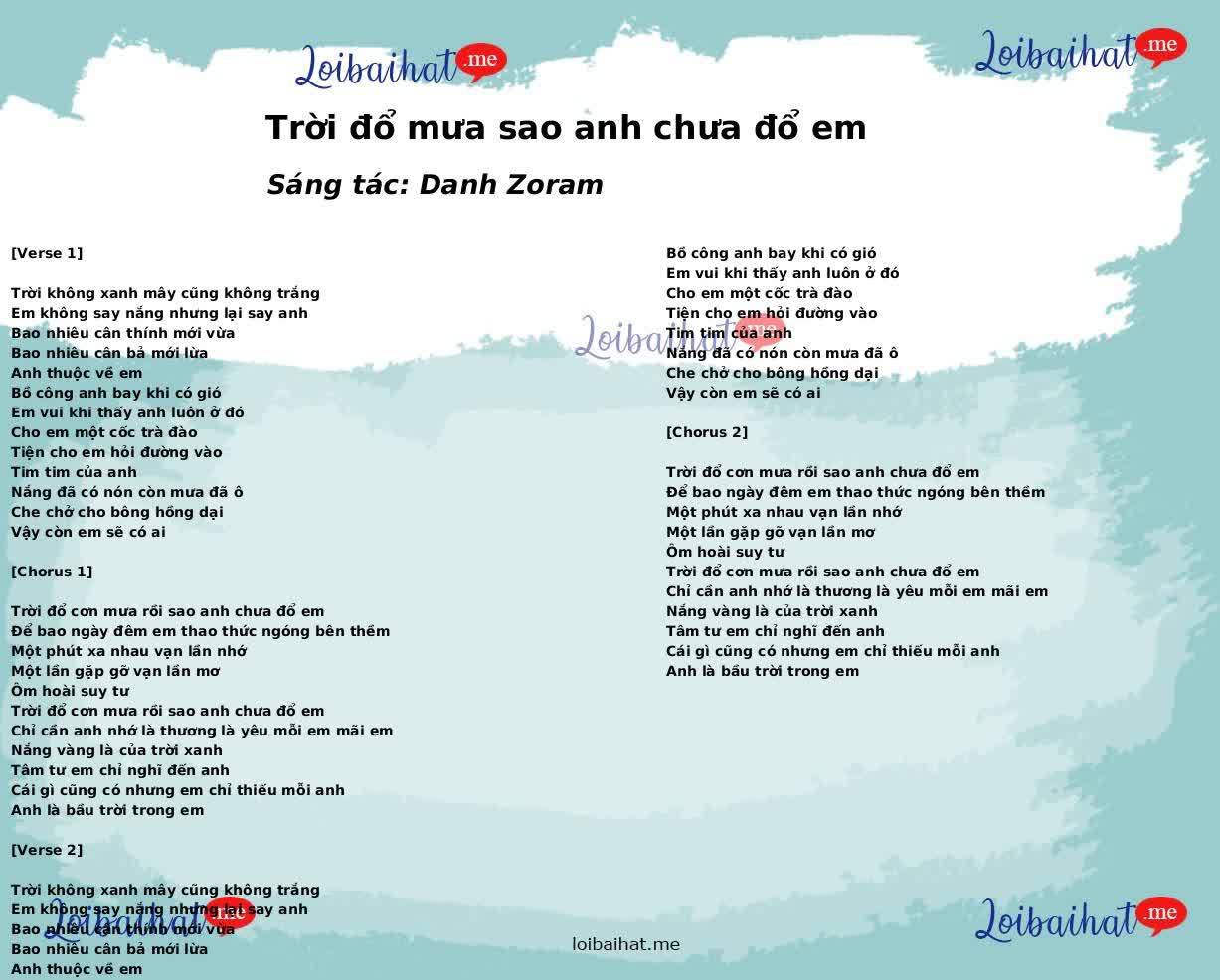 Trời đổ mưa sao anh chưa đổ em