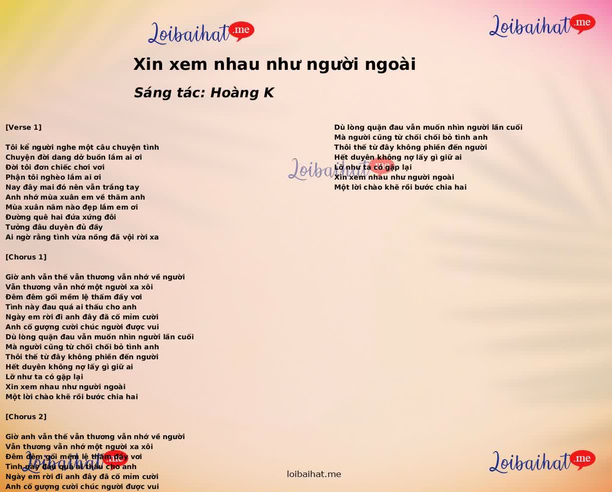 Xin xem nhau như người ngoài